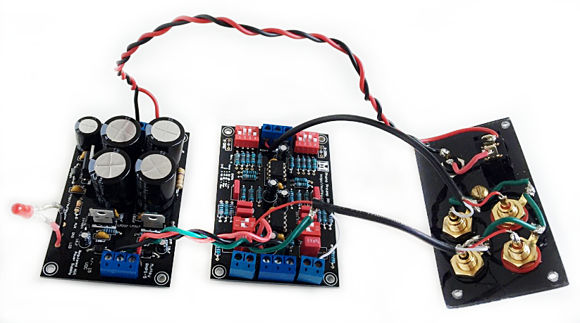 Completed phono preamp with back panel.