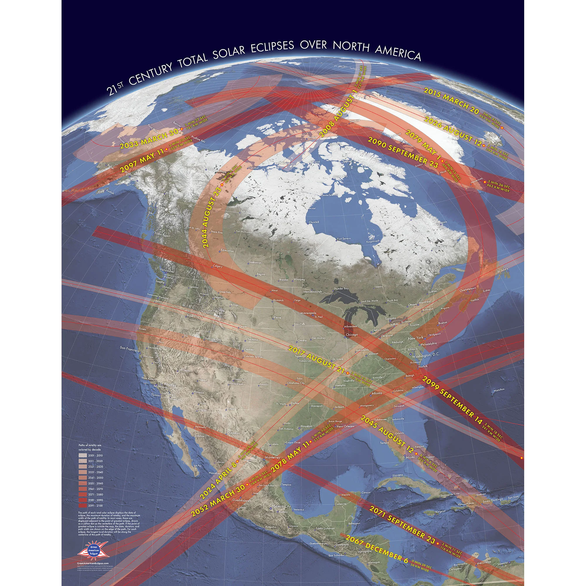 NEW: 21st Century Total Solar Eclipses over North America