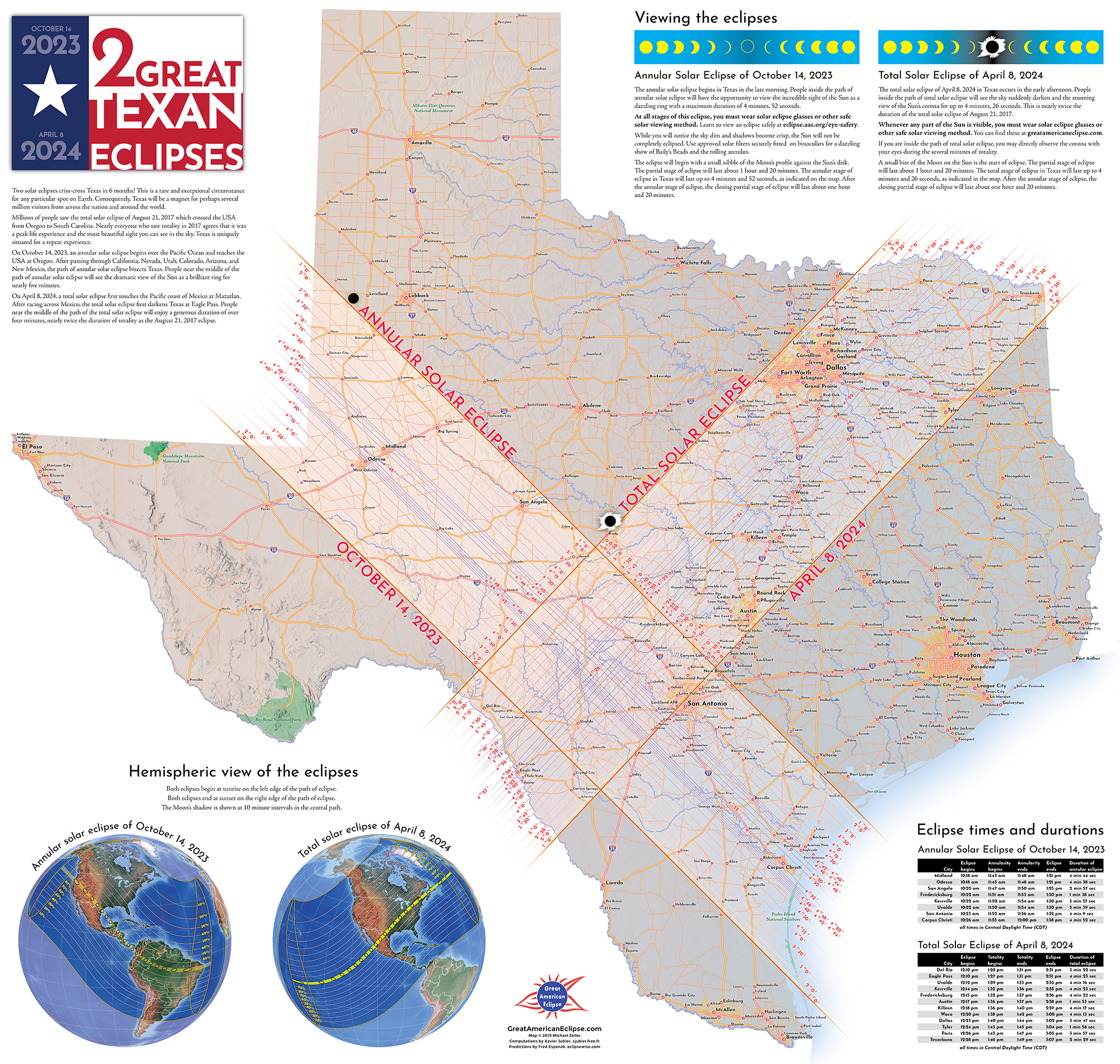 2 Great Texan Eclipses! Annular eclipse of Oct 14 2023 and total eclipse of Apr 8 2024.
