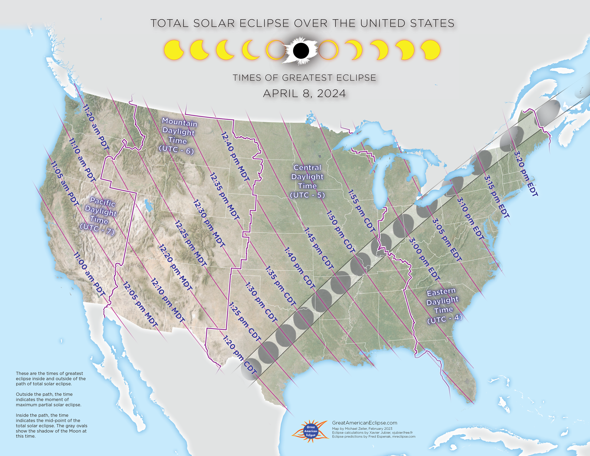 Total Solar Eclipse April 8, 2024 over the US — Great American Eclipse
