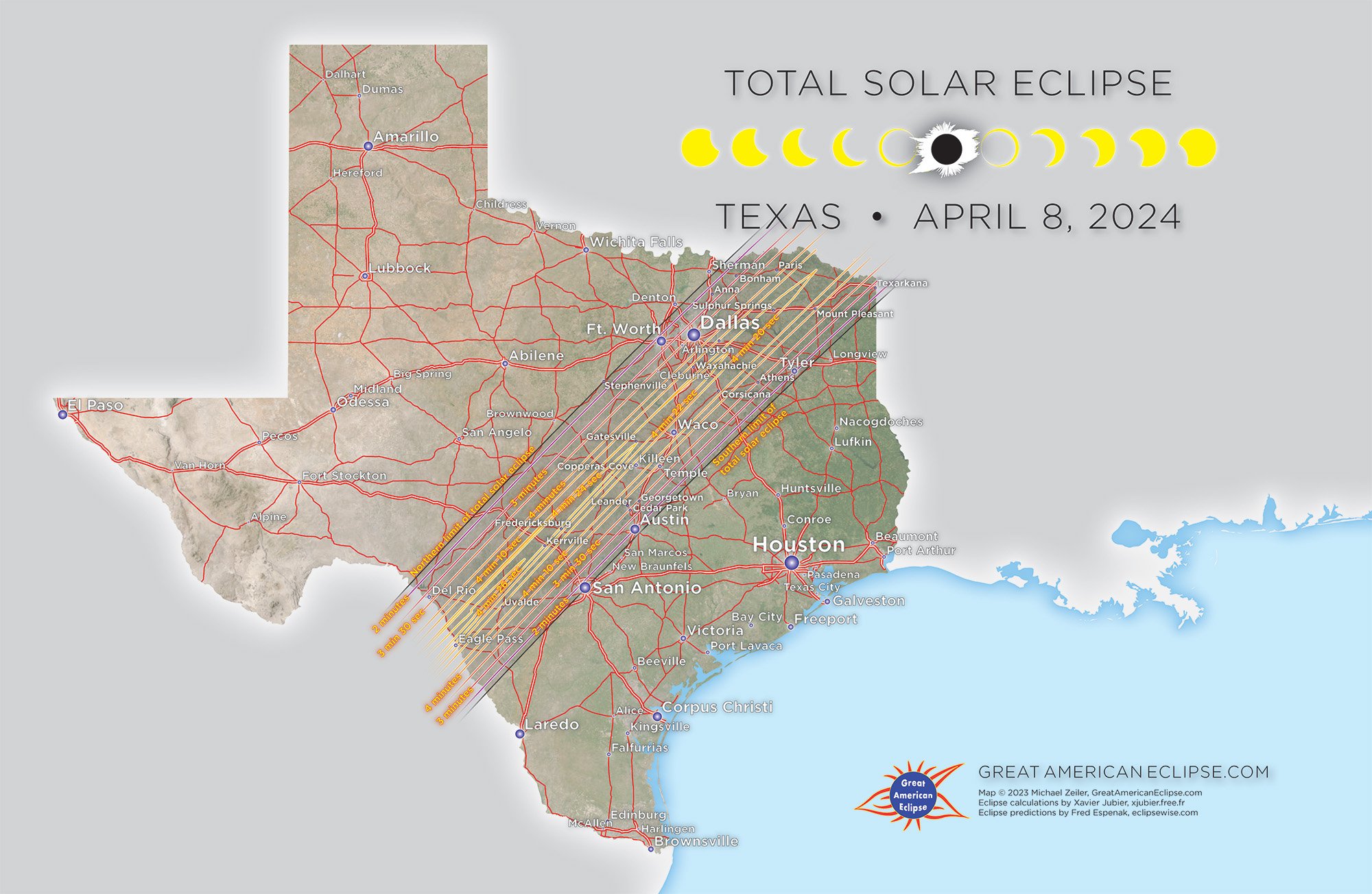Total Solar Eclipse 2024 Map Texas Camile Christalle