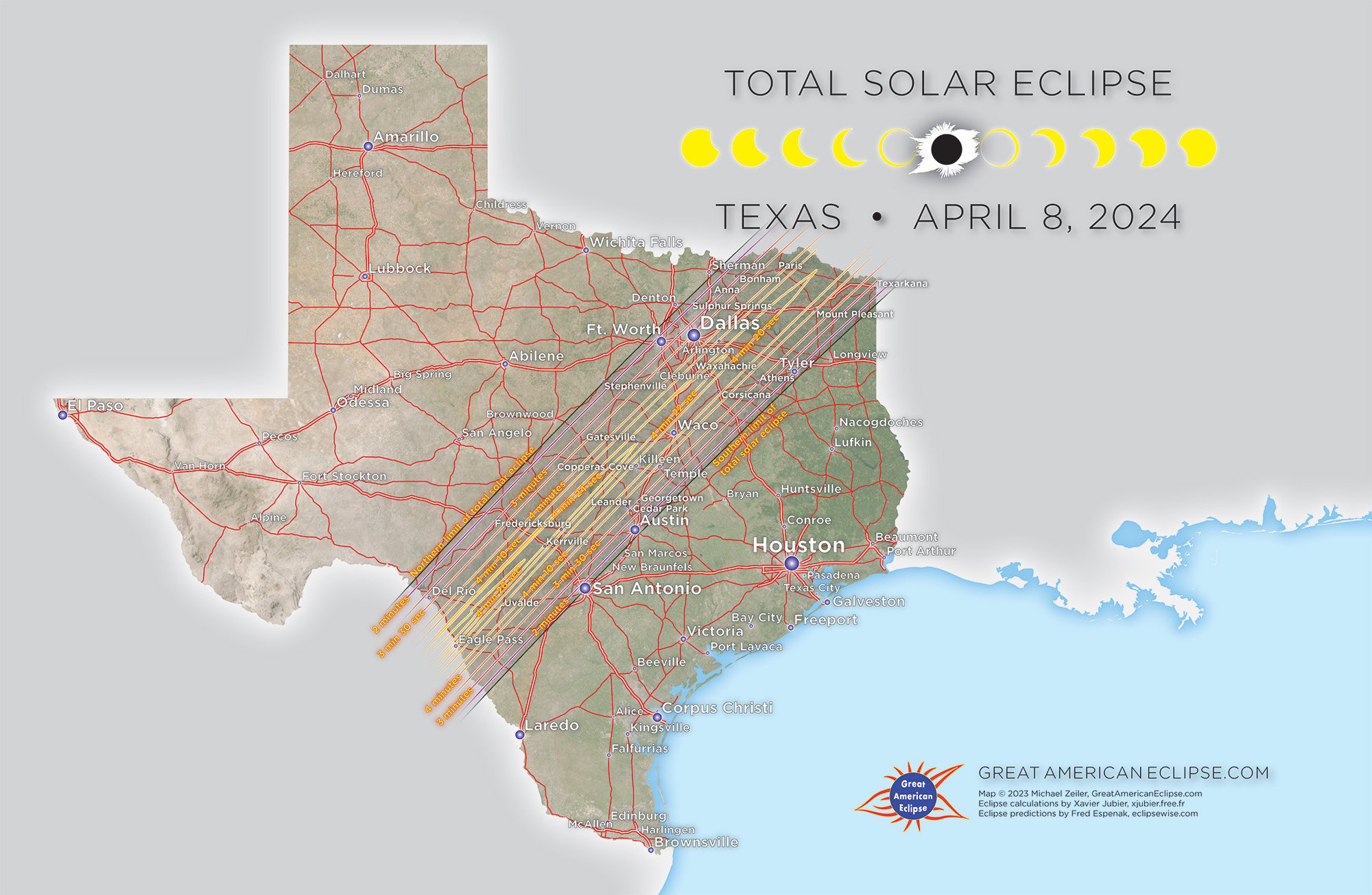 2024 Total Solar Eclipse over the United States — Great American Eclipse