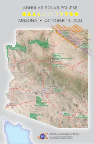 Arizona 2023 Annular Eclipse State Map — Great American Eclipse
