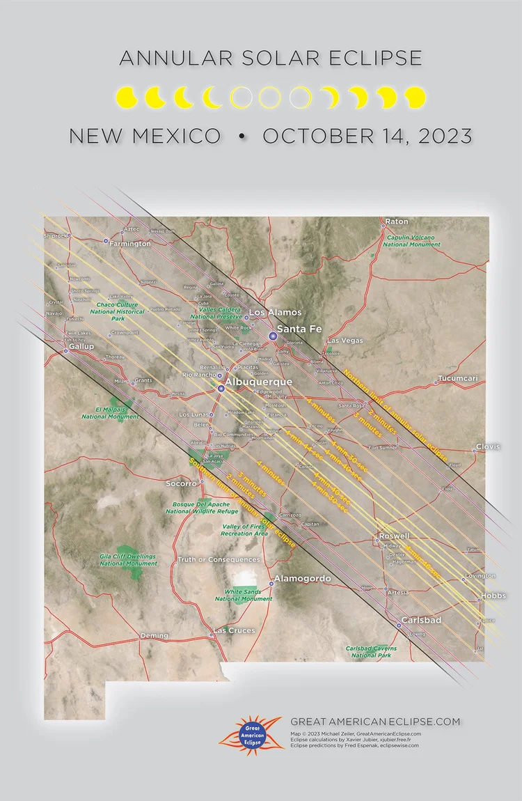 New Mexico 2023 Annular Eclipse State Map — Great American Eclipse