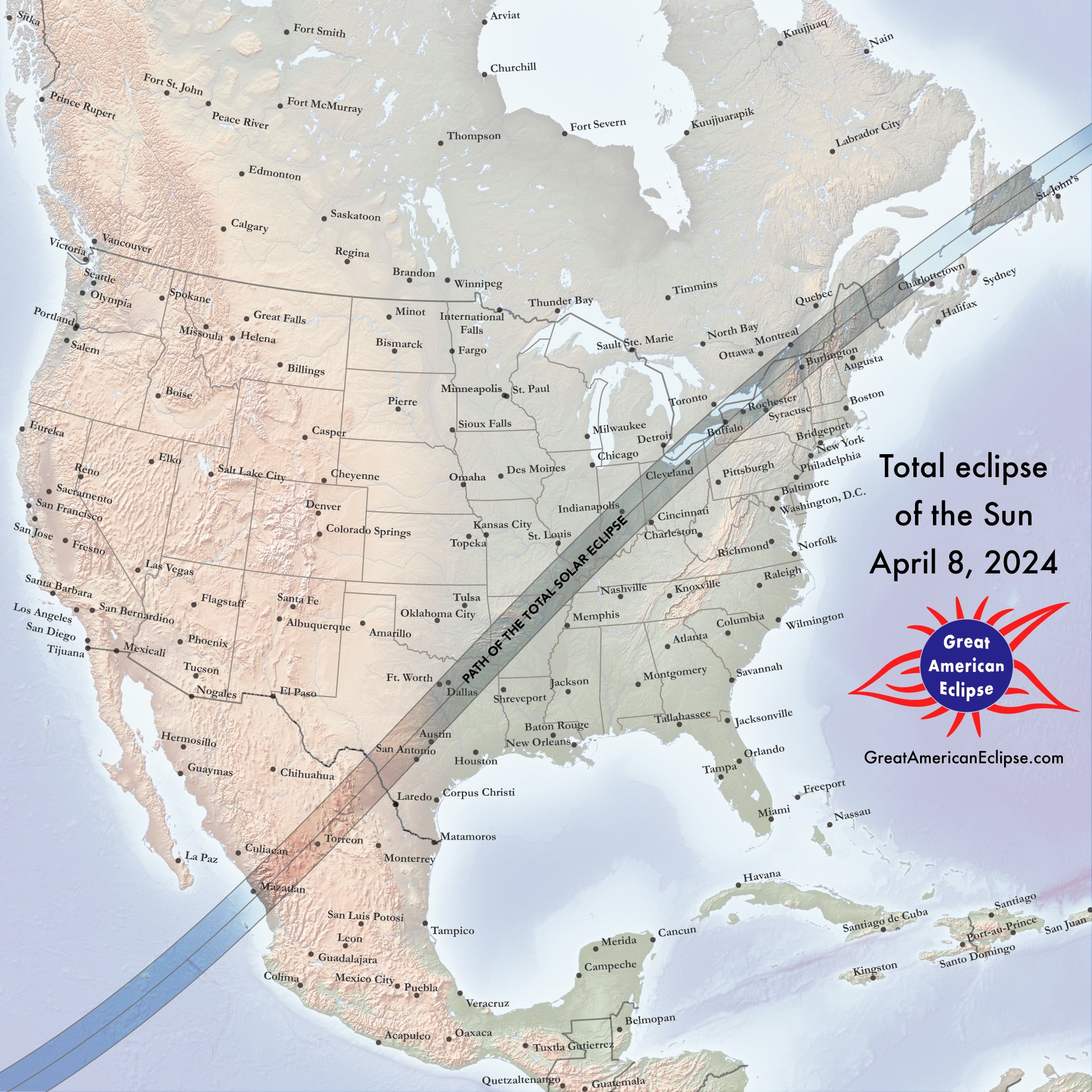 2024 Total Eclipse Path Map Tani Zsazsa