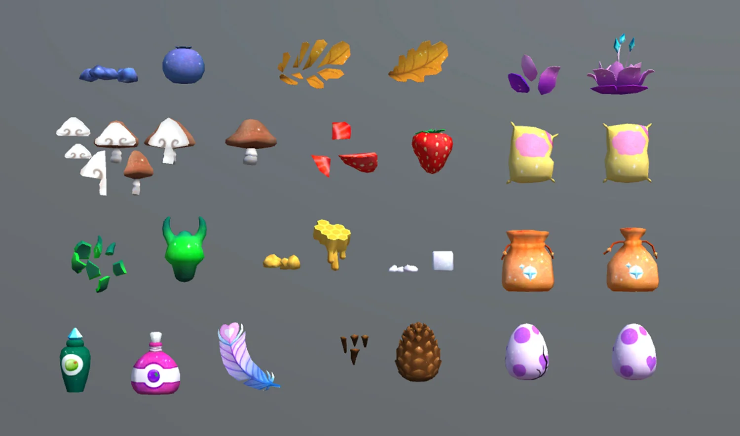 Low poly food items
