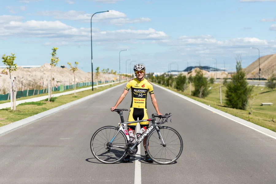 Kristian Juel (Team Budget Forklifts) on course at the Brisbane Kermesse powered by Tineli