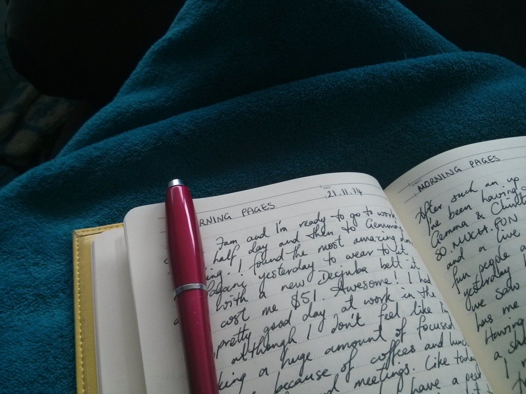 'Morning Pages' are three stream of consciousness journal pages introduced to the world by Julia Cameron in The Artist’s Way . Kerryn has written a Quick Guide to Morning Pages if you’d like to know more.
