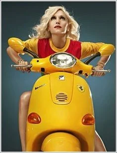 Gwen Stefani on her famous Yellow Vespa