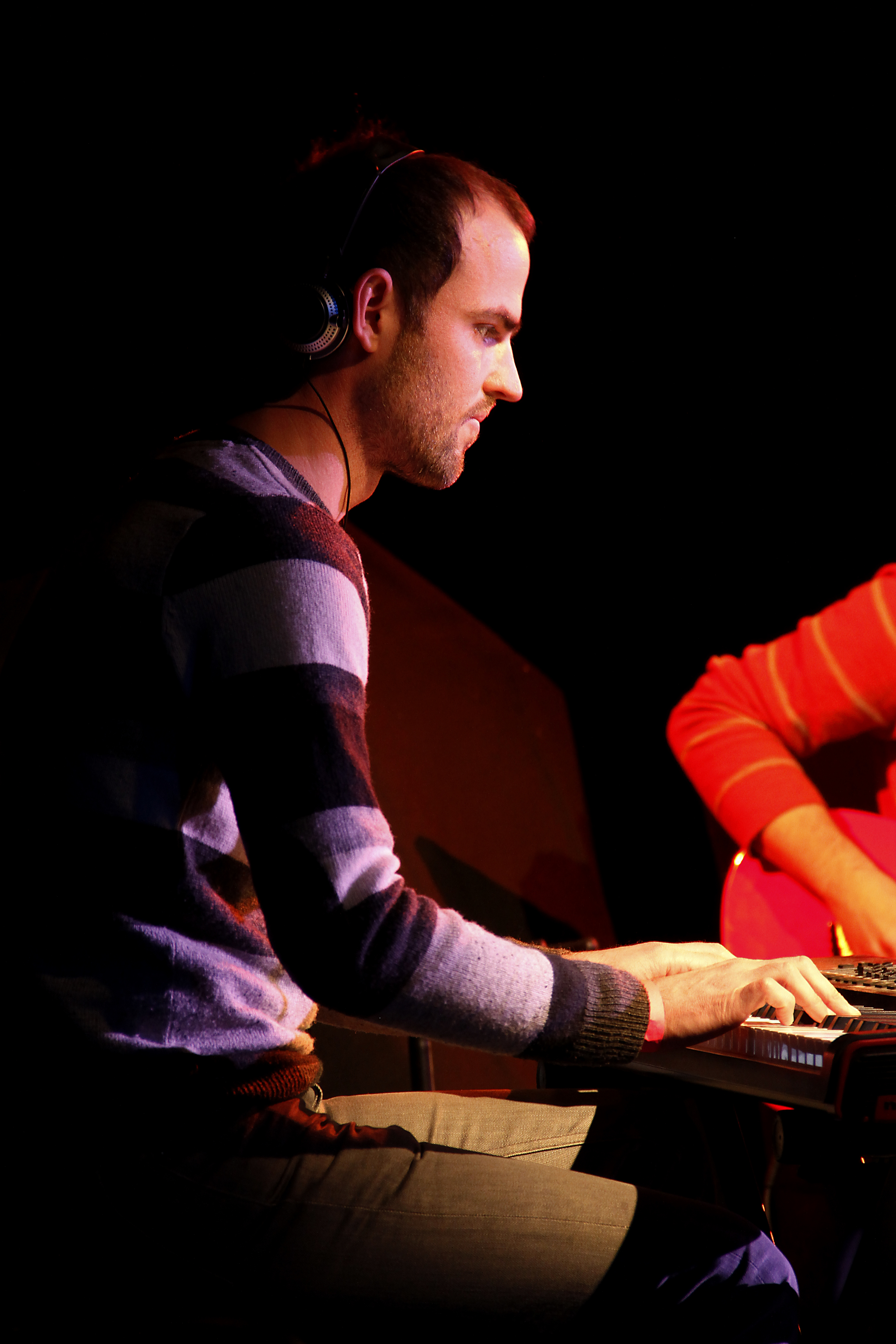 performing at Le Poisson Rouge with James Moore and Corey Dargel, Jan 7, 2013