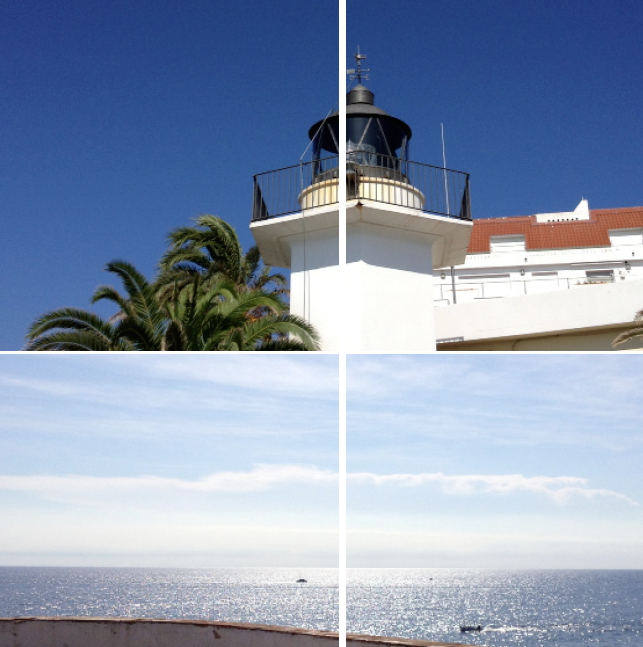O 3°7’45” / N 41°50'30" // PALAMOS (ES): de l ichtmeridiaan verlaat het vasteland europa aan de middellandse zee via de ‘licht’toren ‘el faro’ (11). // met de rug naar dit lichtbaken en met het gezicht naar het zuiden, ontdek je op het apogeum op het water een brede lichtlijn, die precies het zuiden aanwijst. foto 14/10/2013 à 13h32