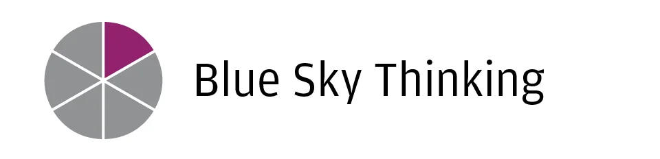 We cannot create new systems with the same thinking that created the current system. Our minds tend to get stuck in a pattern, but we must think differently. To do so we relieve constraints, rise to the blue sky for a moment, and design to the ideal. Then we add reality, carefully.
