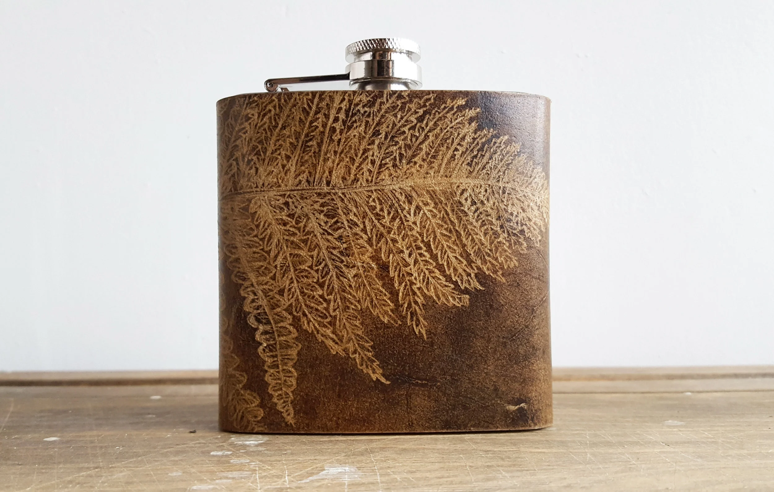 Leather Hip Flask, 'Fern Leaf' Design - From £50 - HÔRD©