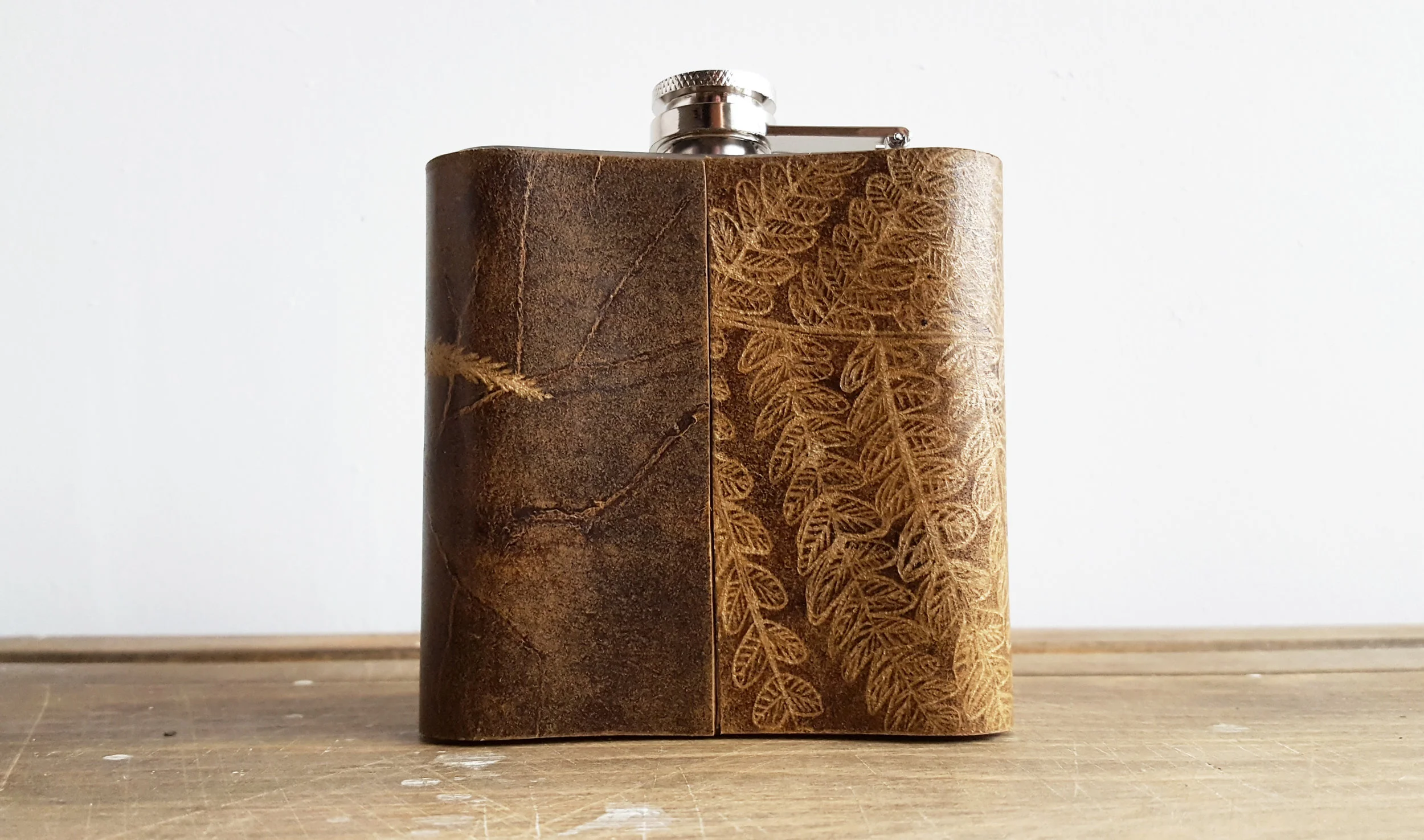 Leather Hip Flask, 'Fern Leaf' Design - From £50 - HÔRD©