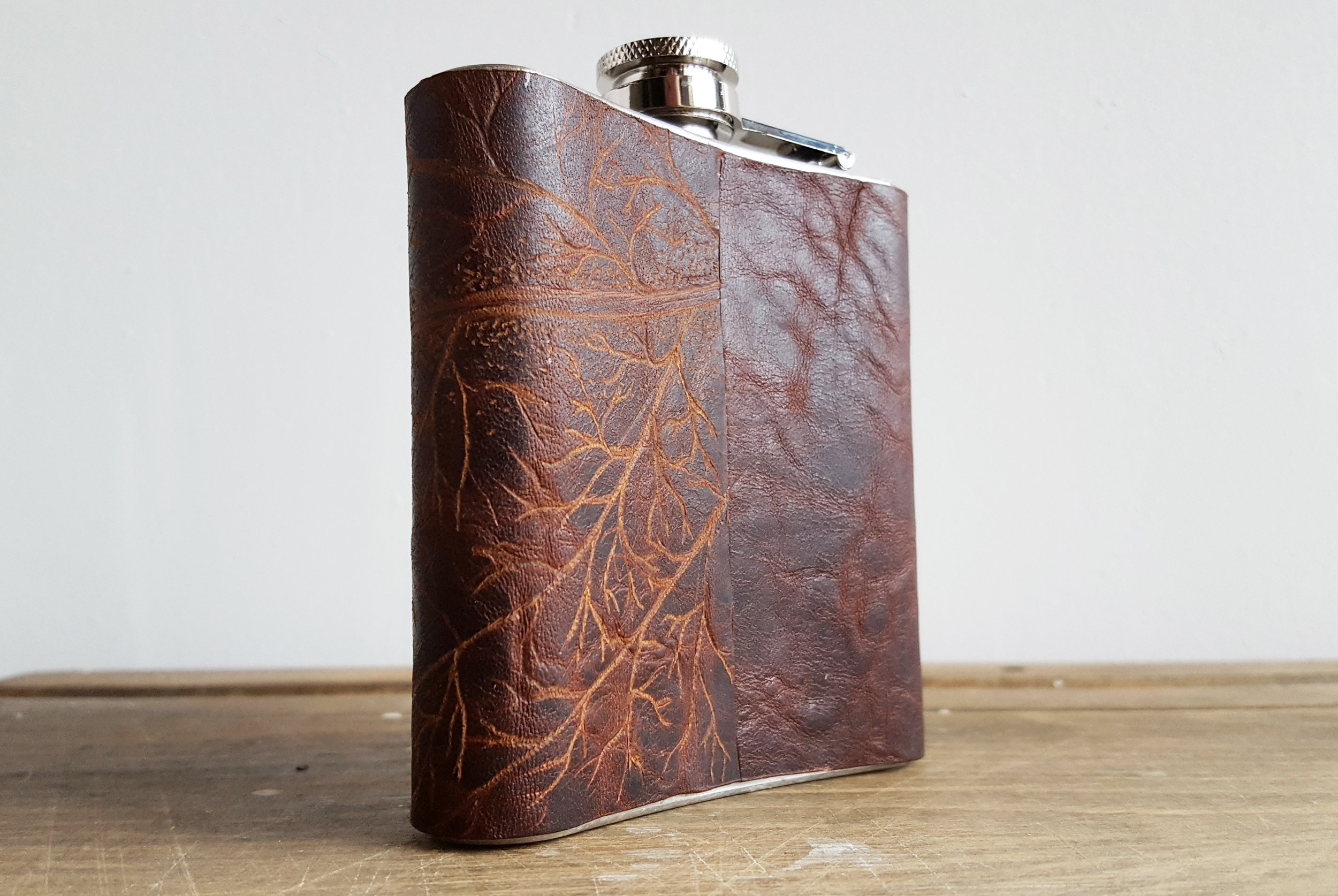 Custom Leather Hip Flask, 'Mulberry Leaf' - From £50 - HÔRD©
