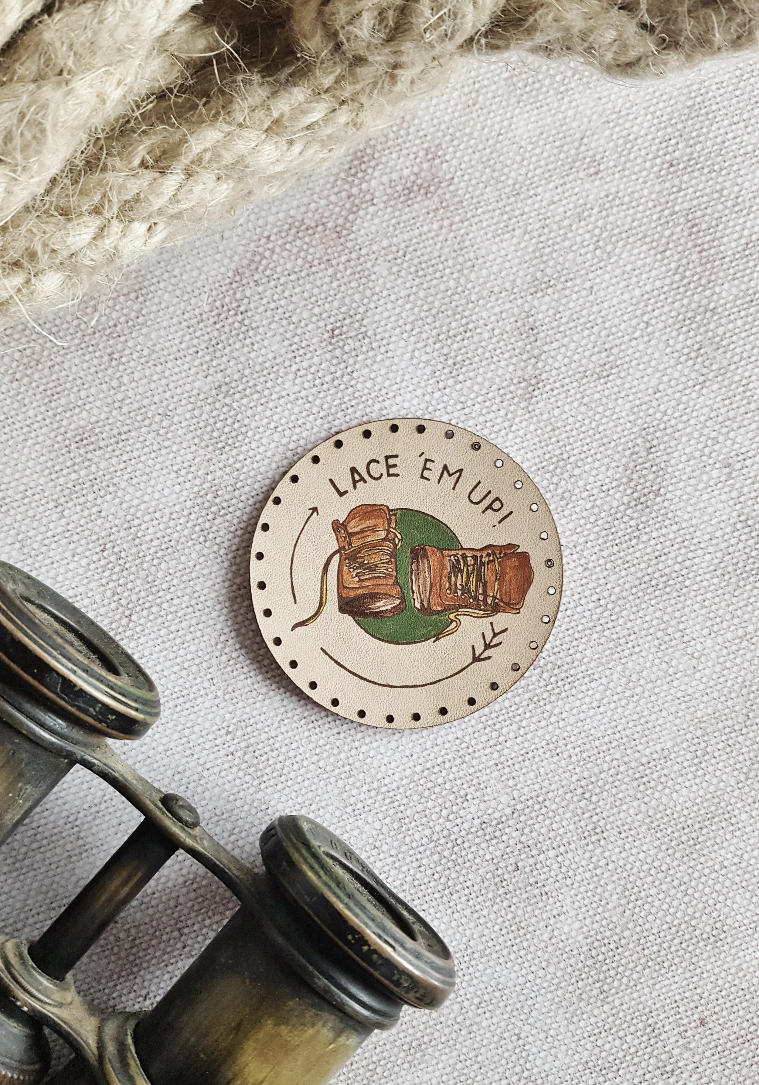 Hiking Boots Hand Painted Leather Patch, £7 by HÔRD