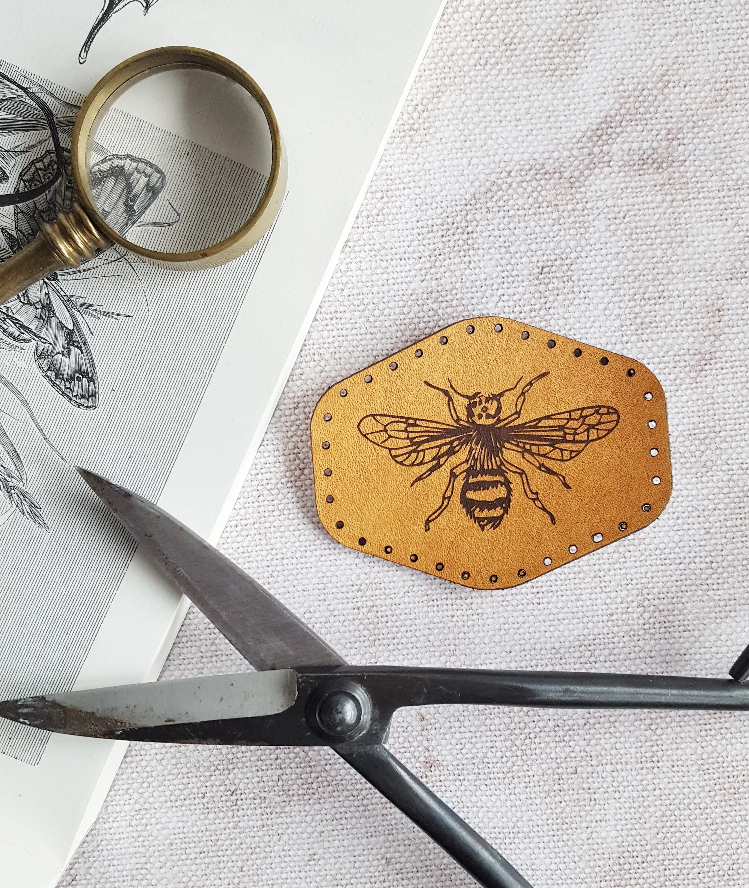 Bee Hand Dyed Leather Patch, £7 by HÔRD