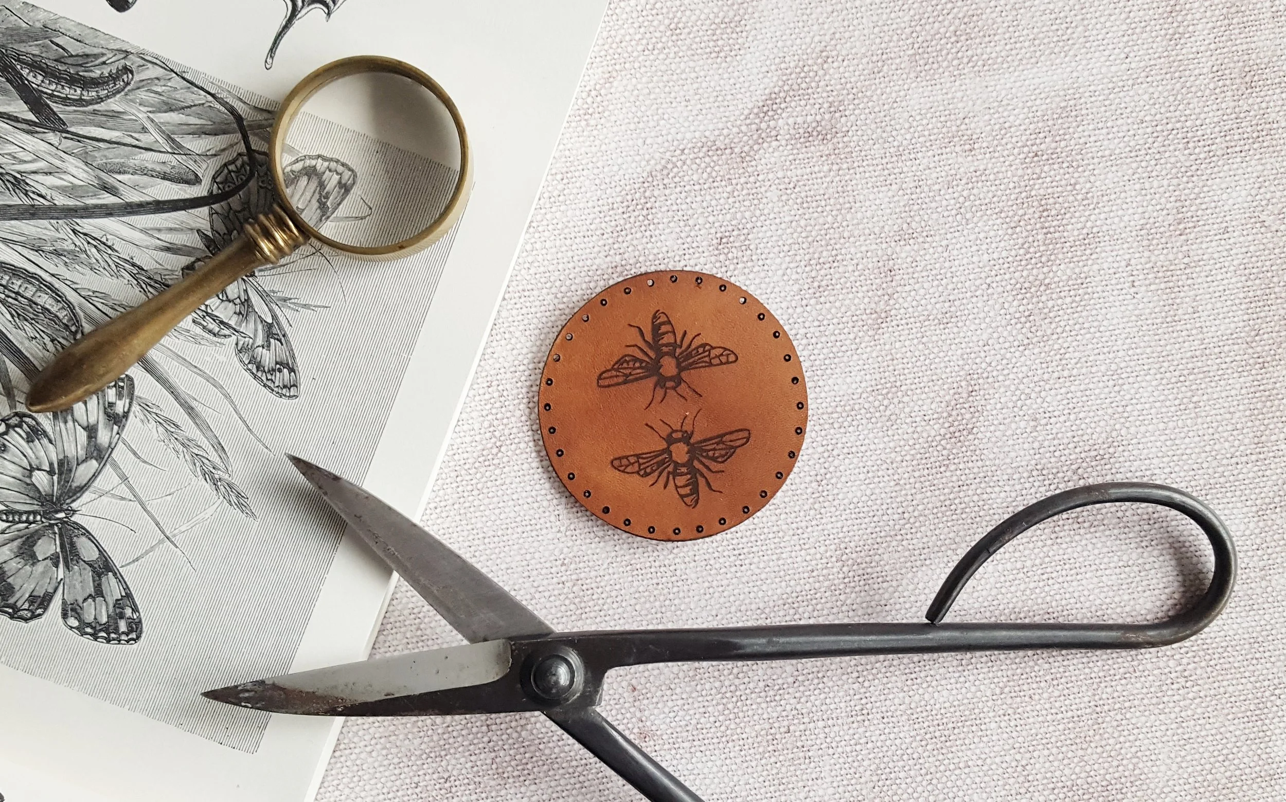 Bees Hand Dyed Leather Patch, £7 by HÔRD