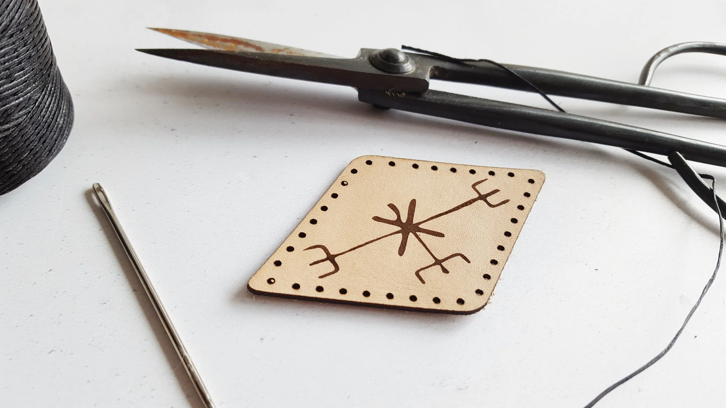 Icelandic Magical Stave Leather Patch - £4 - HÔRD©