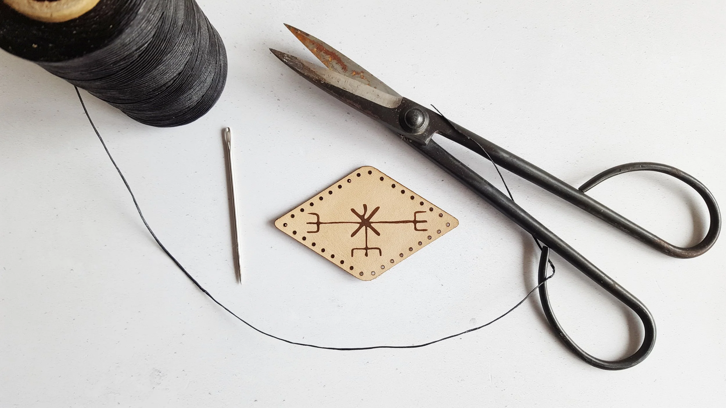 Icelandic Magical Stave Leather Patch - £4 - HÔRD©