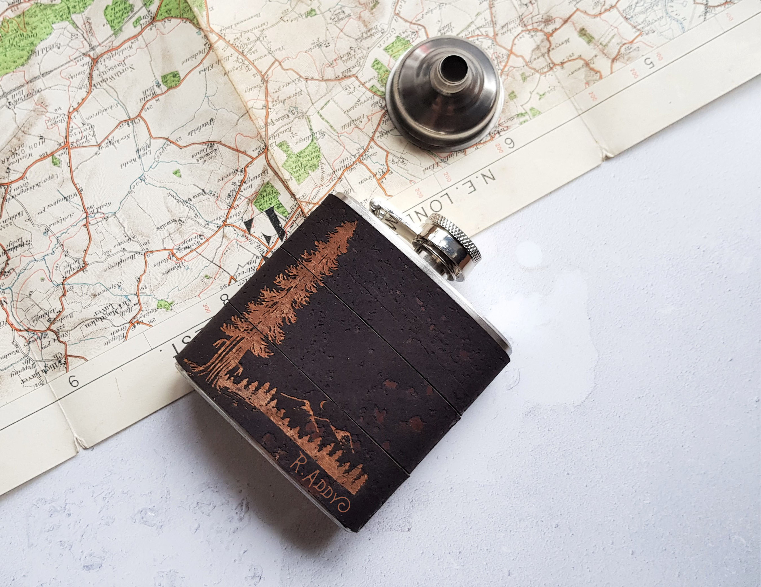 Cork Hip Flask - 'Mountain Man at Night' - From £35 - HÔRD©