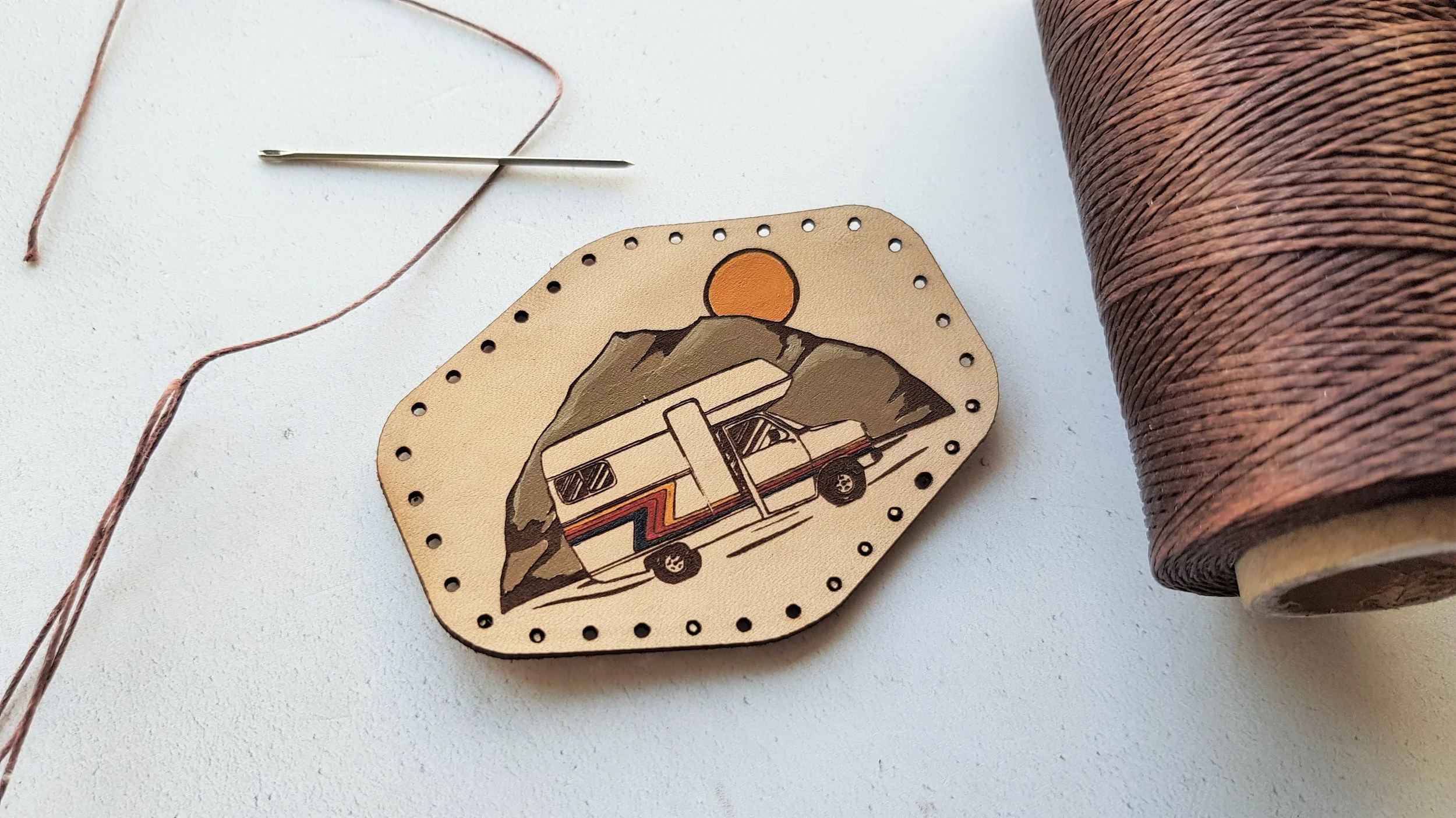 Hand Painted 'Motorhome' Leather Patch - £7 - HÔRD©