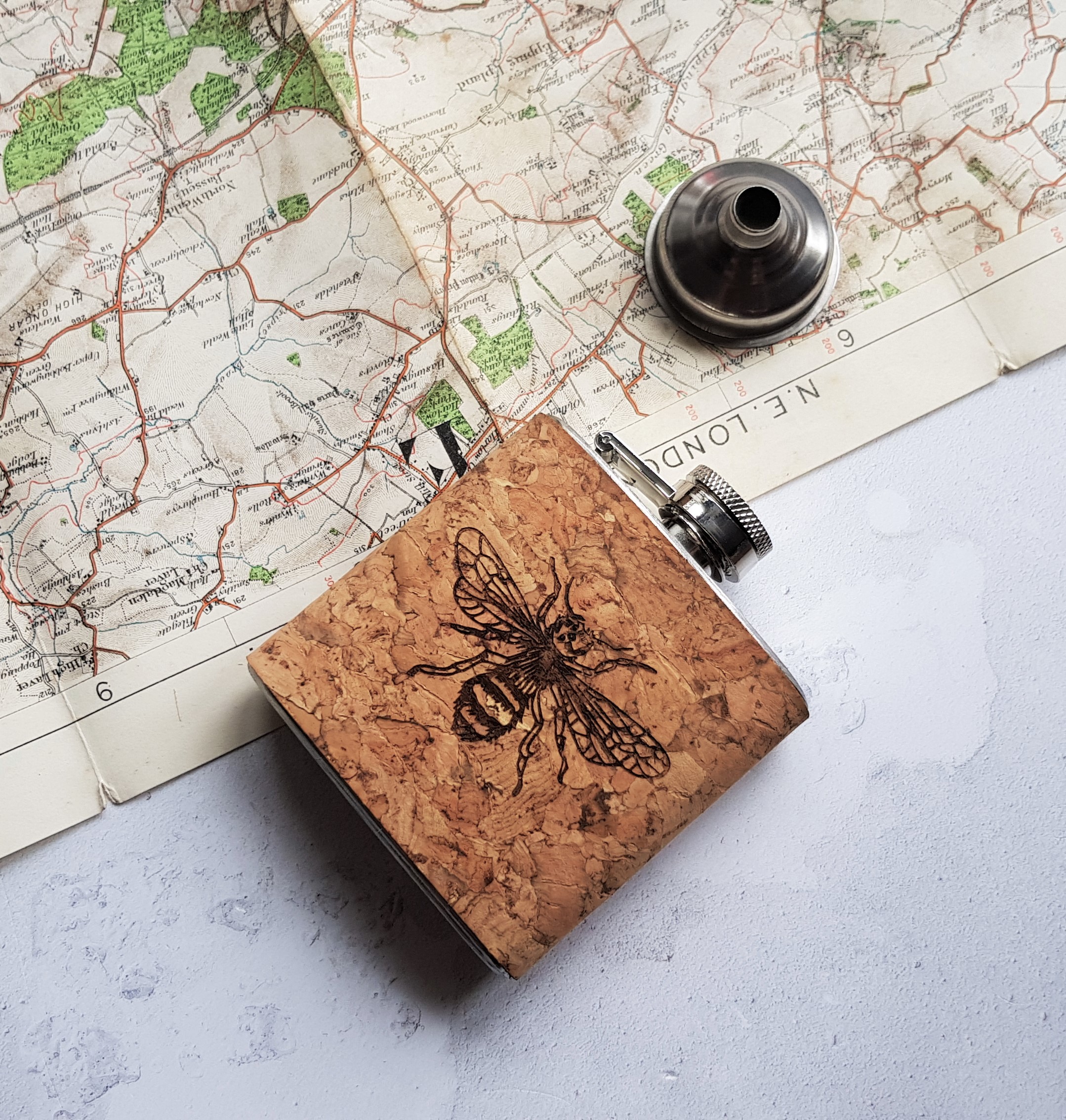 Honey Bee Cork Hip Flask - From £35 - HÔRD©