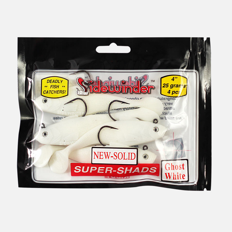 Sidewinder The Bass Pack Soft Bait Swim Lures 4 pieces Super Shads 4" 