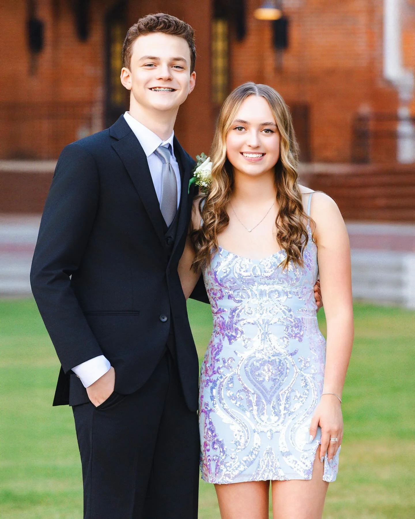 Well dressed for homecoming. ✨
#jpyle ##classof2028 #jpyle #jpylesenior
#Glenwood #Gator #homecoming couple.
Everyone talks about the great dresses.  But a fitted suit compliments the guys as well. 😎