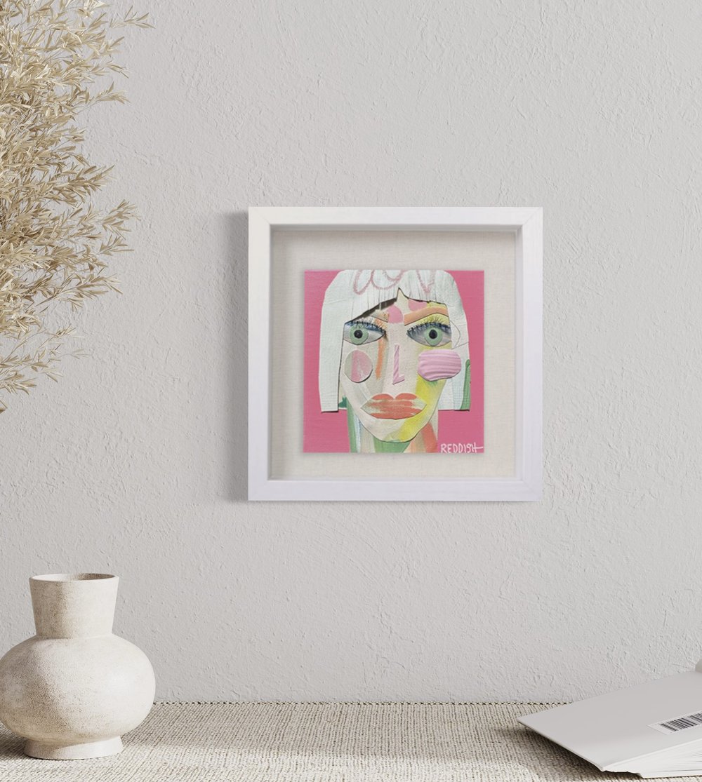 Camille Face Collage 6x6 Canvas in 10x10 White Frame — Original Art by  Vicky Reddish