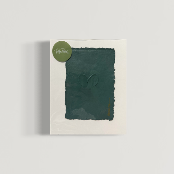 Moody Blue/Green - Original Painting on Paper with white mat in sleeve