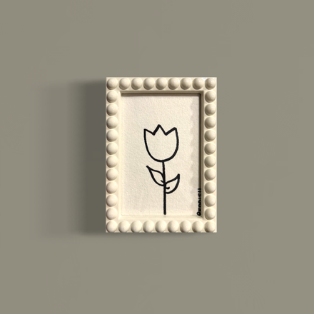 "Simple Flower" - 5x7 framed Original Painting on paper in bubble frame