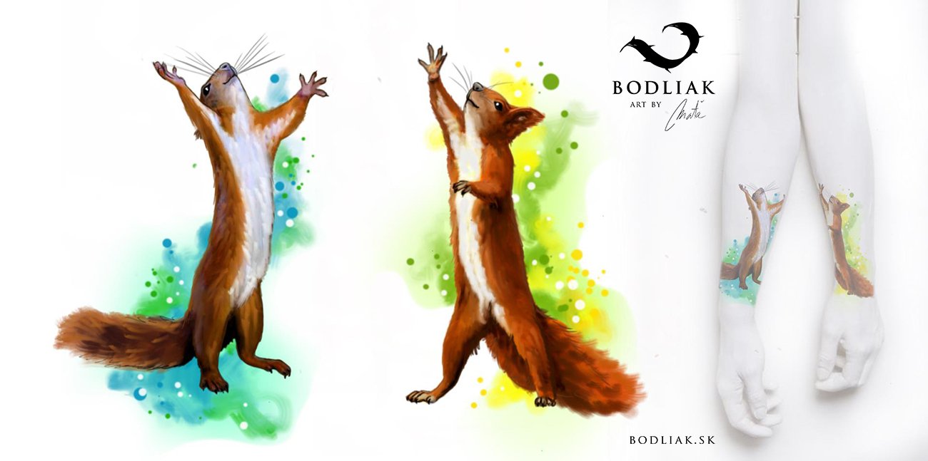 bodliak-bodliaktattoo-volny-motiv-tetovanie-tattoo-vevericka-squirrel-design-watercolour