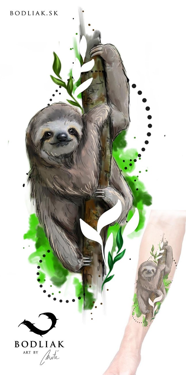 bodliak-bodliaktattoo-volny-motiv-tetovanie-lenochod-sloth-design-colourtattoo-mata 