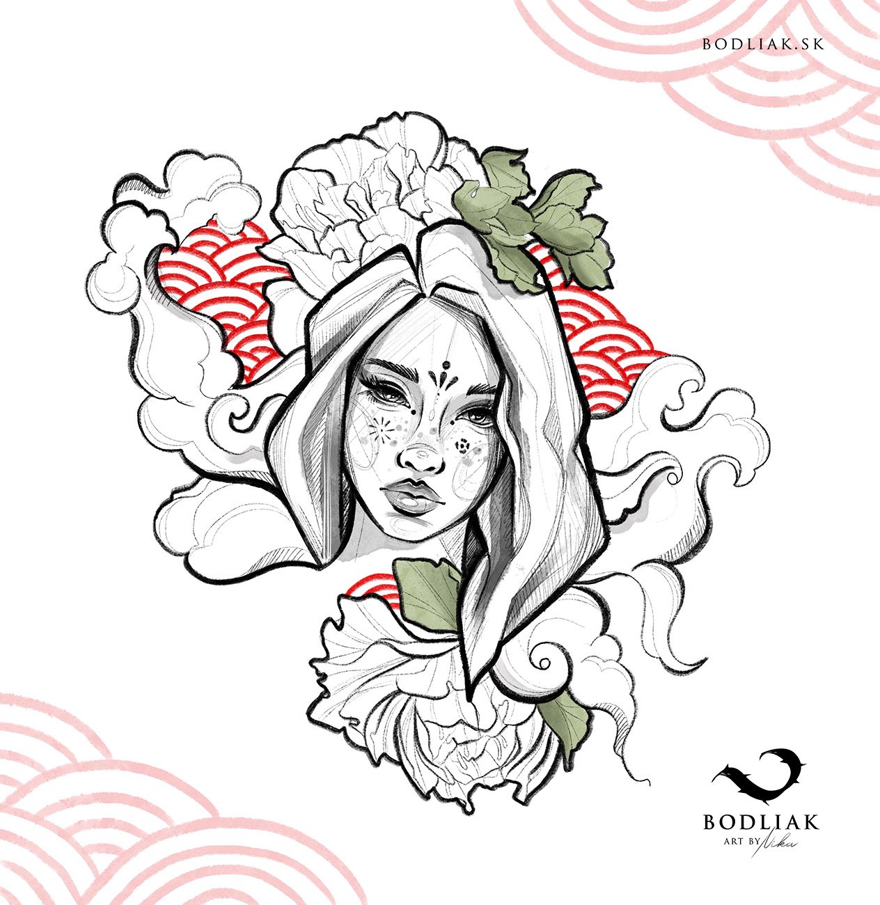  bodliak-bodliaktattoo-motiv-design-original-nika-tetovanie-tattoo-woman-zena-kvety-flowers-geometry-clouds-oblaky 