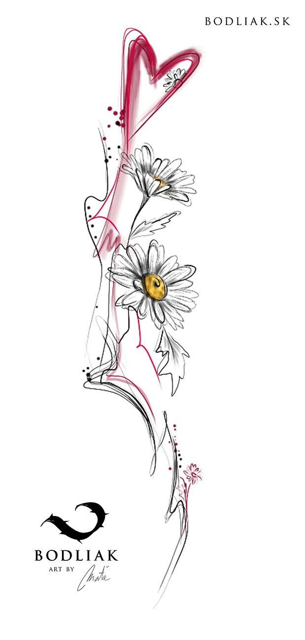  bodliak-bodliaktattoo-volny-motiv-tetovanie-tattoo-colourtattoo-design-mata-abstract-kvety-flowers-margaretka-daisy-srdce-heart 