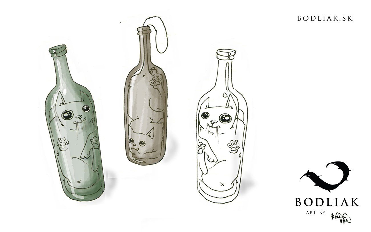 mačky vo fľašiach