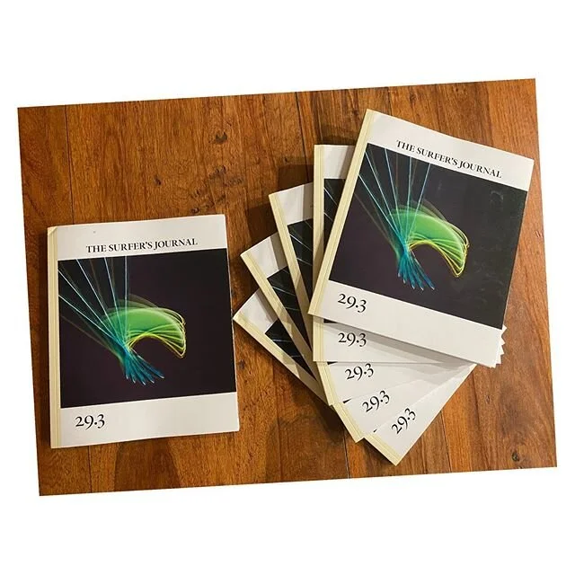 Truly honored to have @surfersjournal include me in their recent issue. The fascinations that capture one early on in life are assumed to be common to all. When you find out these things are unique to you, and the overlap with others that is sometimes shared, is never truly just the way you dream. That’s where these dreams go and have you wake up way too far down life‘s path. With a knowing that this inherent bent is the comfortable lane for you to be the best you. It’s not comfortable because it’s easy. But, it’s conveniently interesting enough to have you besotted with its complexity and fancy with its danger and difficulty. 
Many have helped along the way and the joy sharing things is always worth it all. Thanks to Dodge Weirath who penned the article with such determined care; fitting the hours of questions into the spaces beside the pretty pictures from the many talented lens men. And let us not forget the world class riders from around the globe on the boards too. 
I take the whole thing quite seriously, maybe too seriously. The work that it is. With hopes that this contributes to inspire others to do what they do and run those paths down dream’s lane. After all, this entire magazine and the volumous archive is story telling that gives perspective, hope and insight to the way we surfers like to dream, plan and do. @visslasurf