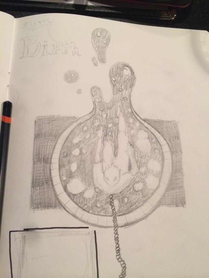 A rough sketch for a Word challenge I was given: "Birth". I never did ink this out...