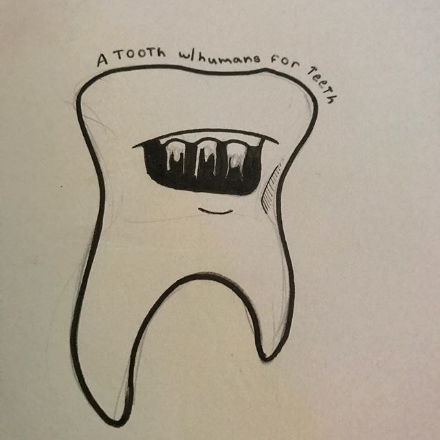 Tooth with humans for teeth. #teeth #illustration #chicagoartists #chicagoartists #illustratorsoninstagram #illustrators #keephopealive #hope #art #bodyparts #abstractart #sketch