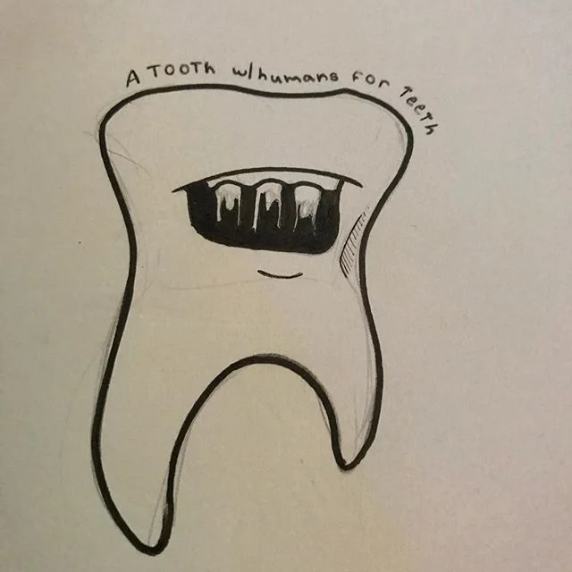 Tooth with humans for teeth. #teeth #illustration #chicagoartists #chicagoartists #illustratorsoninstagram #illustrators #keephopealive #hope #art #bodyparts #abstractart #sketch