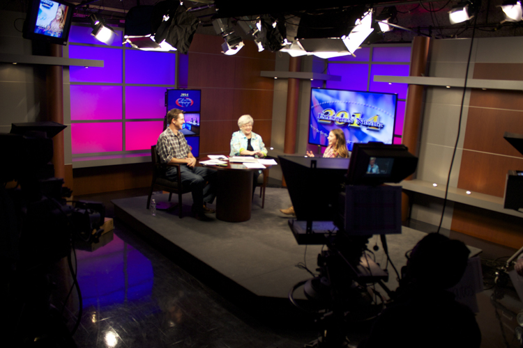  This is the first election show we've produced since renovating our sets. Here's an overhead view of the new analysis and interview set. 