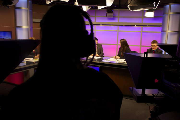  A view of the anchor set from behind the technical crew during Tuesday night's live show. 