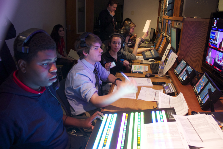  On-air time producer Meagan Bratton kept the crews in the control room and on the sets up-to-date on format changes and times 