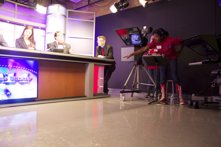 Floor director Naya Foster kept the lines of communication open in Studio B.