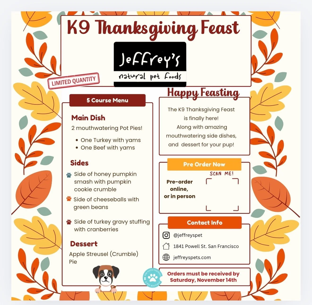 Paw Patch Pastries Thanksgiving Feast (pre order)