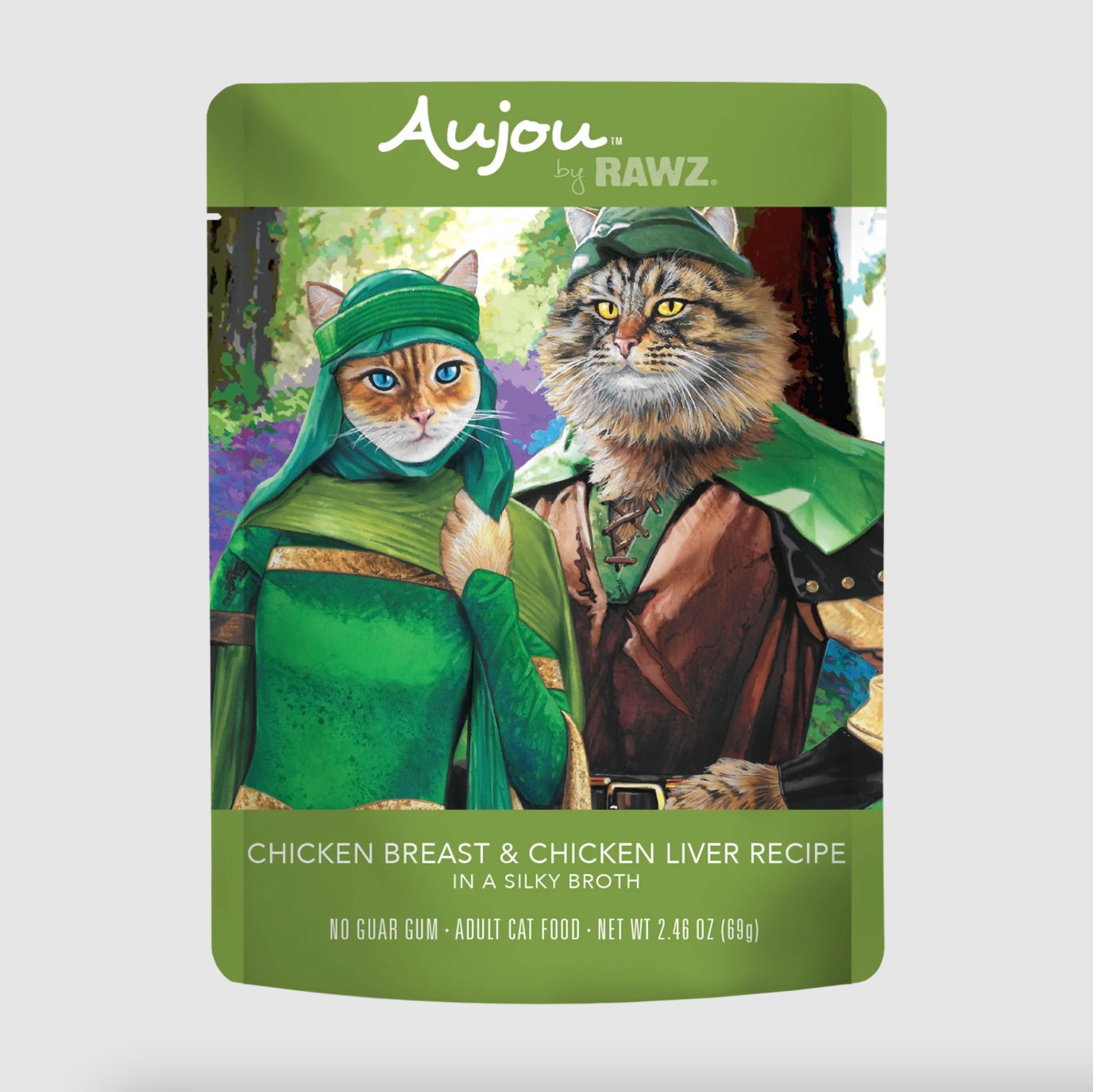 Rawz Aujou Chicken Breast and Chicken Liver Recipe Pouch for Cats