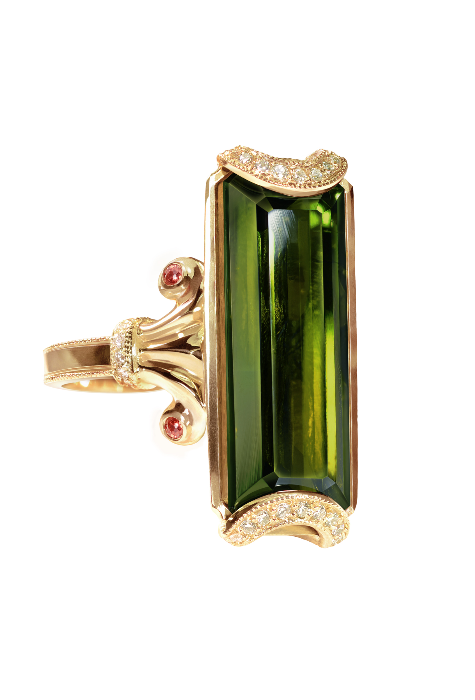 Green Tourmaline Cradle Ring