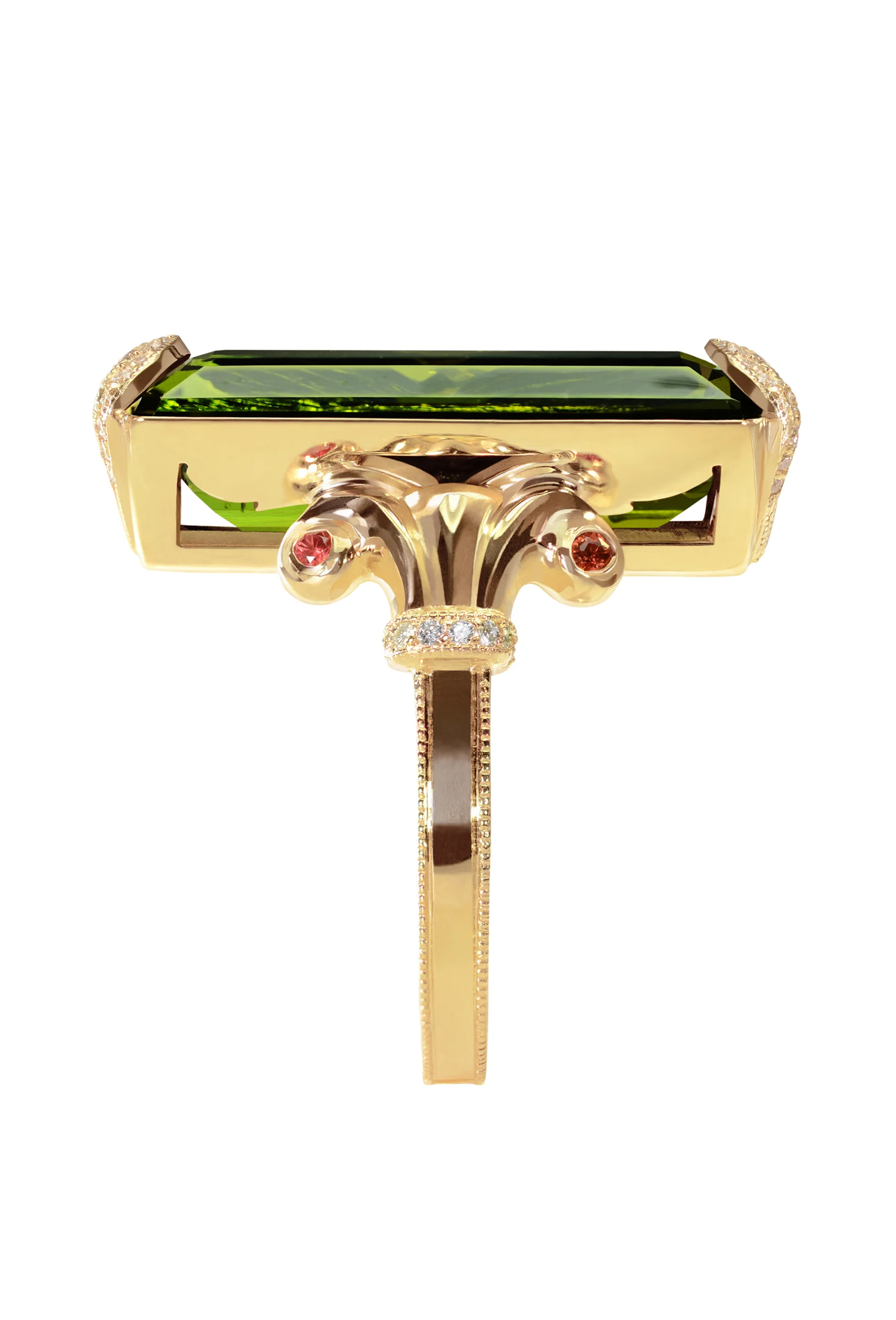 Green Tourmaline Cradle Ring