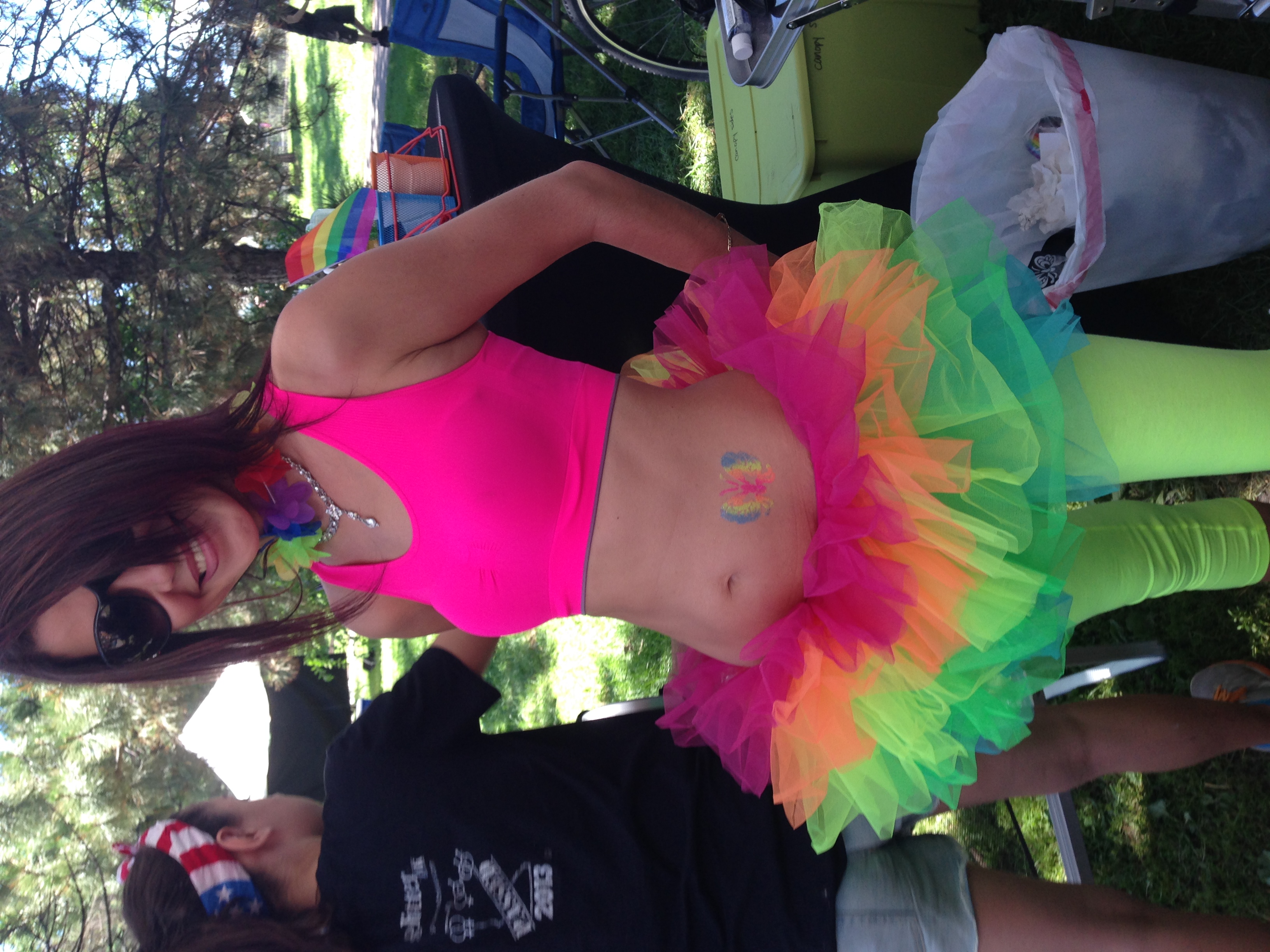 Day-Glo glitter colors on small tattoo